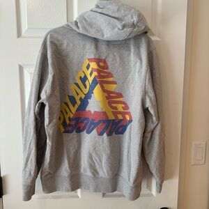 PALACE Gray Hoodie with Multicolor Pyramid Logo size Large
